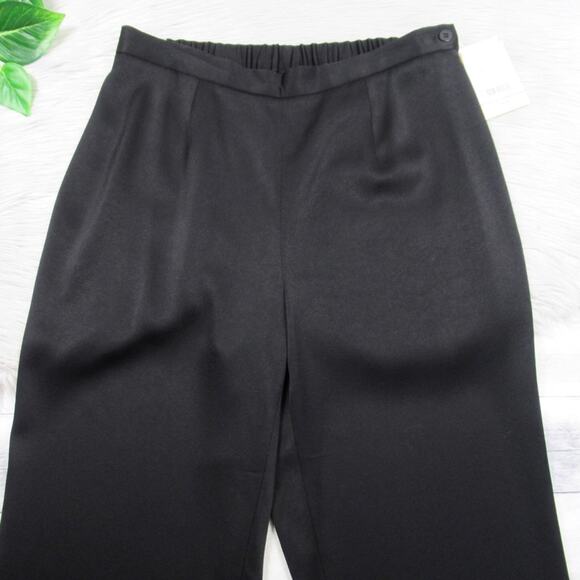 Elena by Tanner Black Matte Satin Straight Leg Pants Trousers Women’s Size 12 - Picture 7 of 13